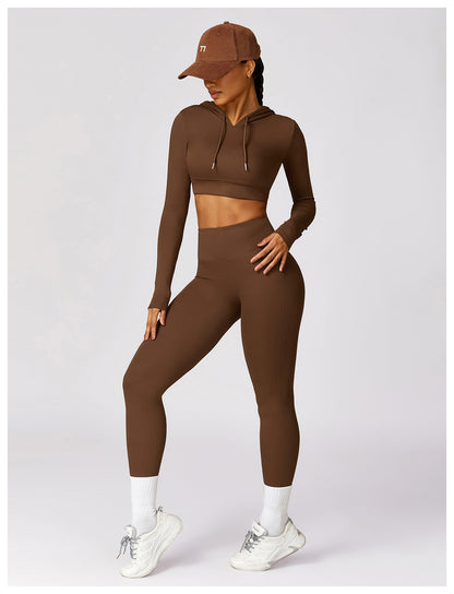 MotionLux Performance Cropped Hoodie Set