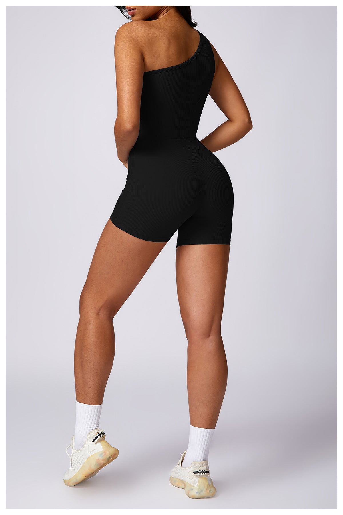 Oblique One-Shoulder Romper