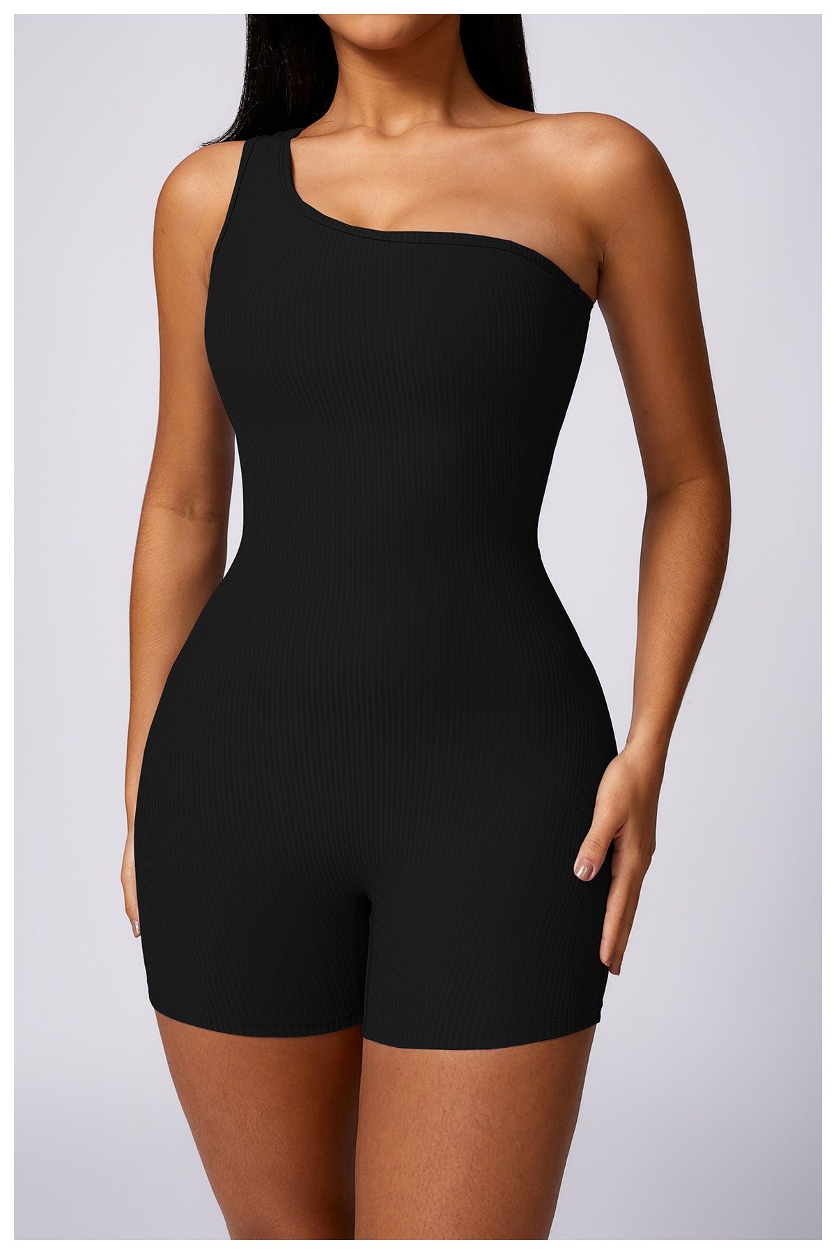 Oblique One-Shoulder Romper