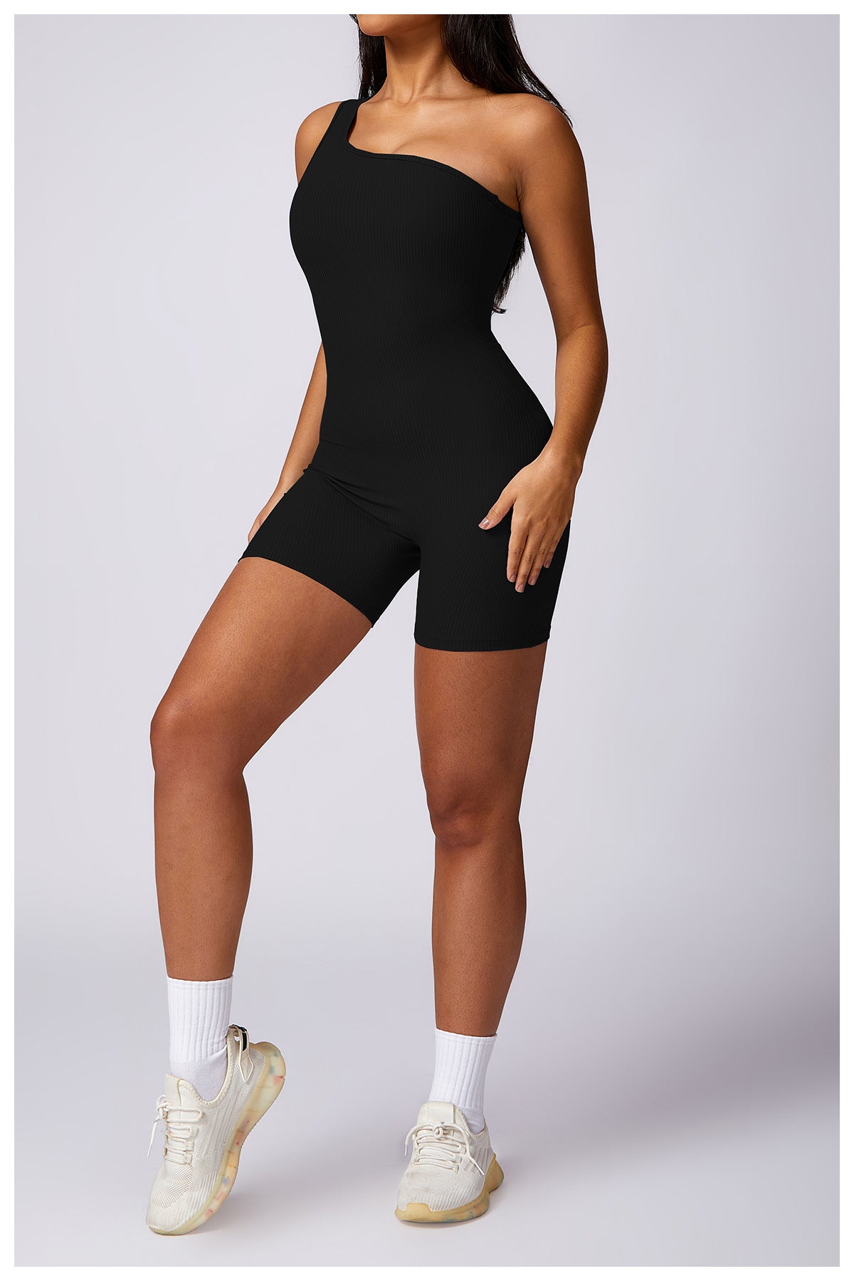 Oblique One-Shoulder Romper