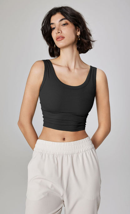 Scoopneck Cropped Ribbed Tank Top