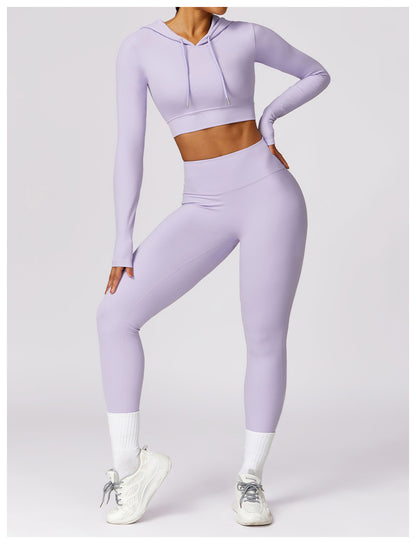 MotionLux Performance Cropped Hoodie Set