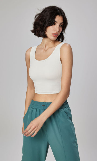 Scoopneck Cropped Ribbed Tank Top